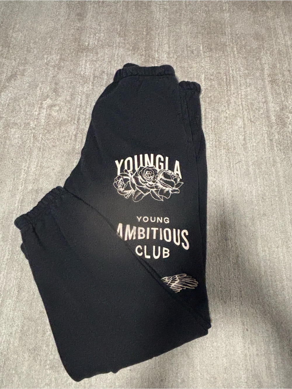 YoungLA Black Jogger Sweatpants with White Floral 'Young Ambitious Club' Graphic